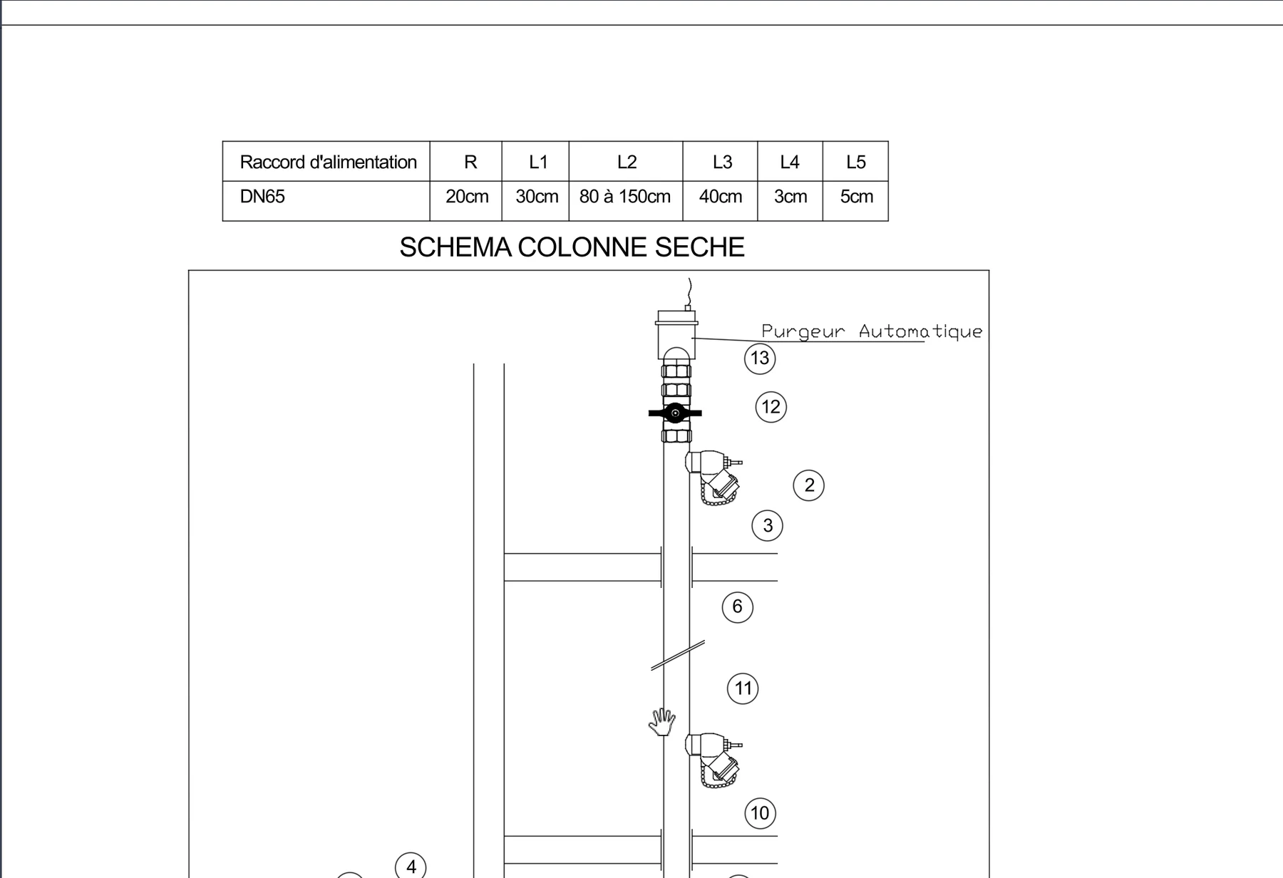 Colonne sèche - Vue 2 - aperçu DAO DWG