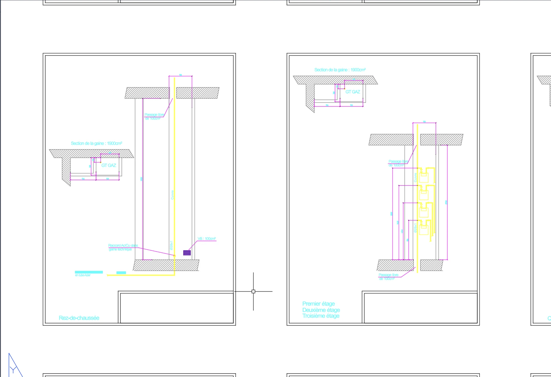 Colonnes gaz - Vue 2 - aperçu DAO DWG