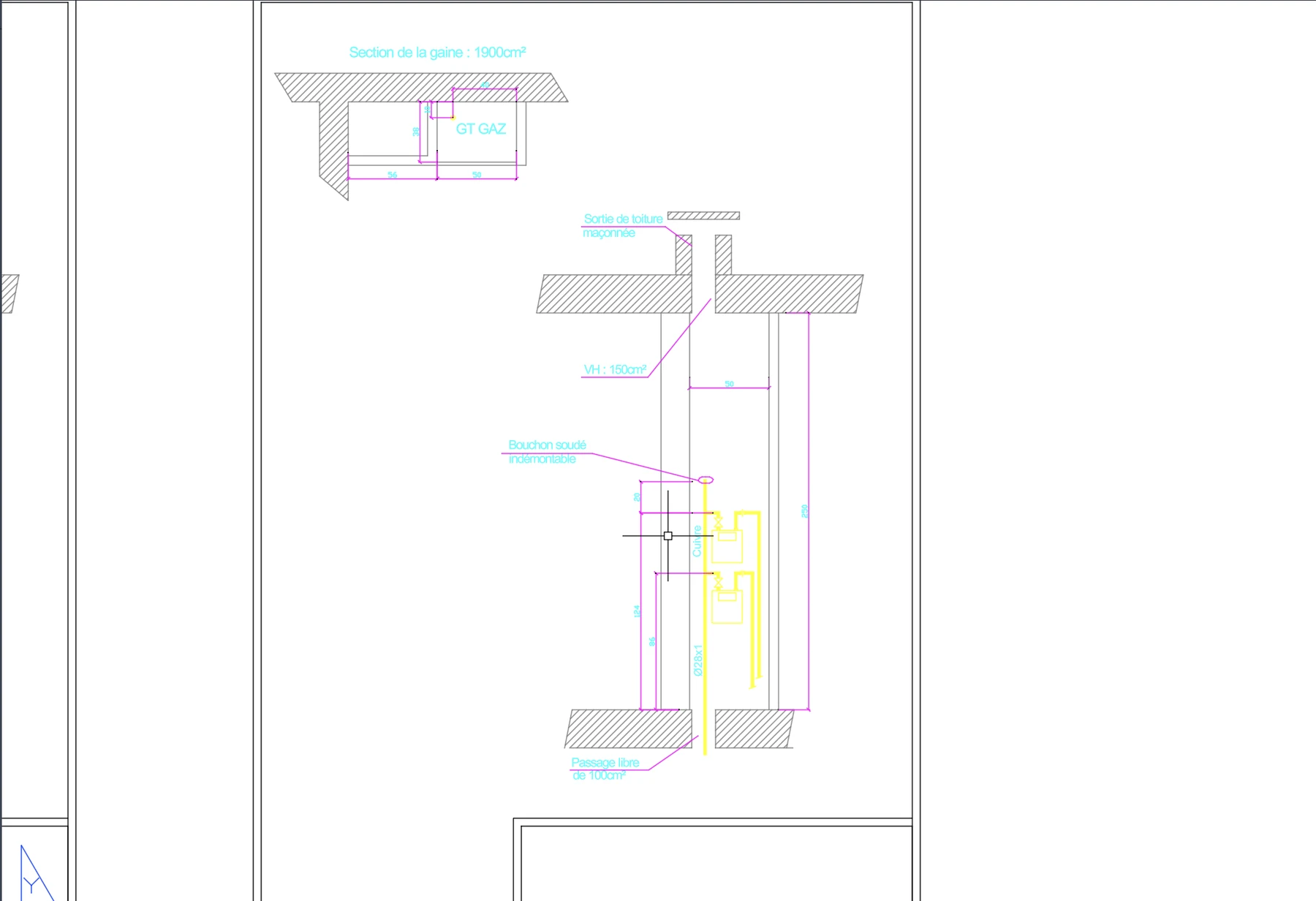 Colonnes gaz - Vue 3 - aperçu DAO DWG