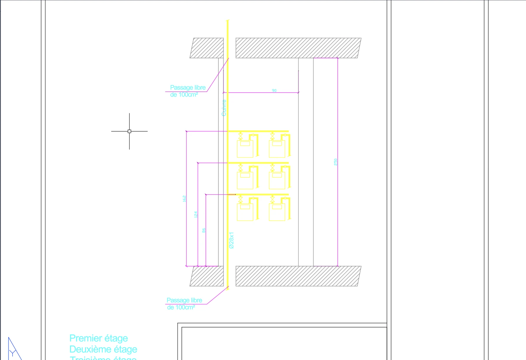 Colonnes gaz - Vue 4 - aperçu DAO DWG