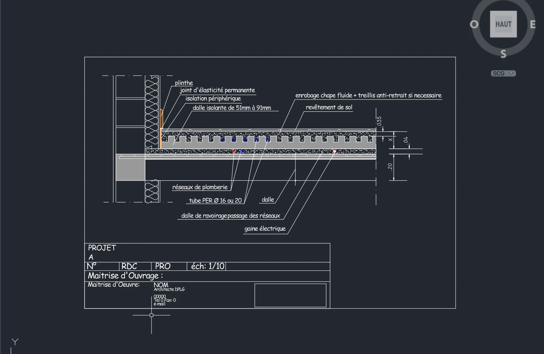 Coupe type plancher chauffant - Vue 2 - aperçu DAO DWG