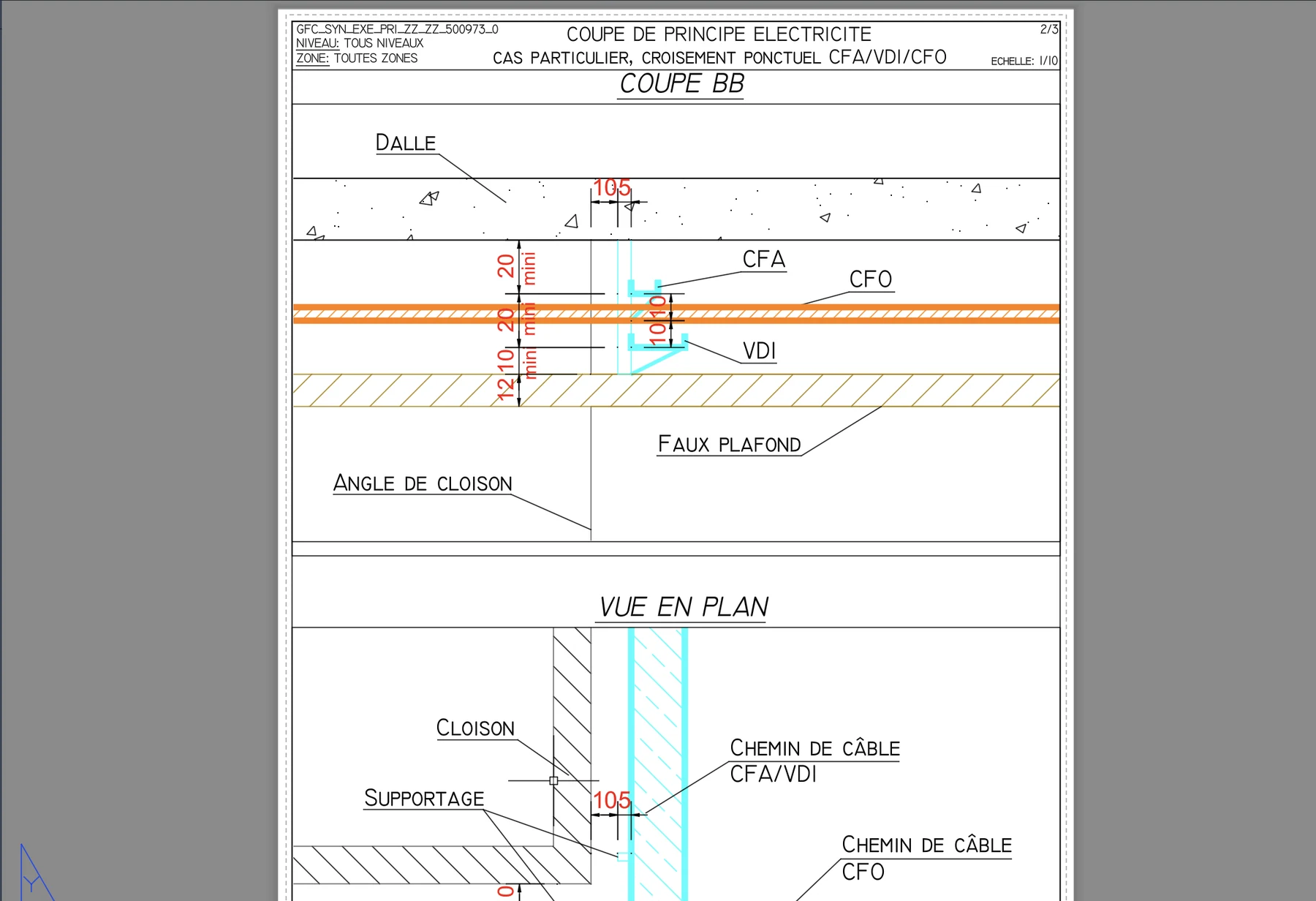 Coupes courants faibles - Vue 4 - aperçu DAO DWG