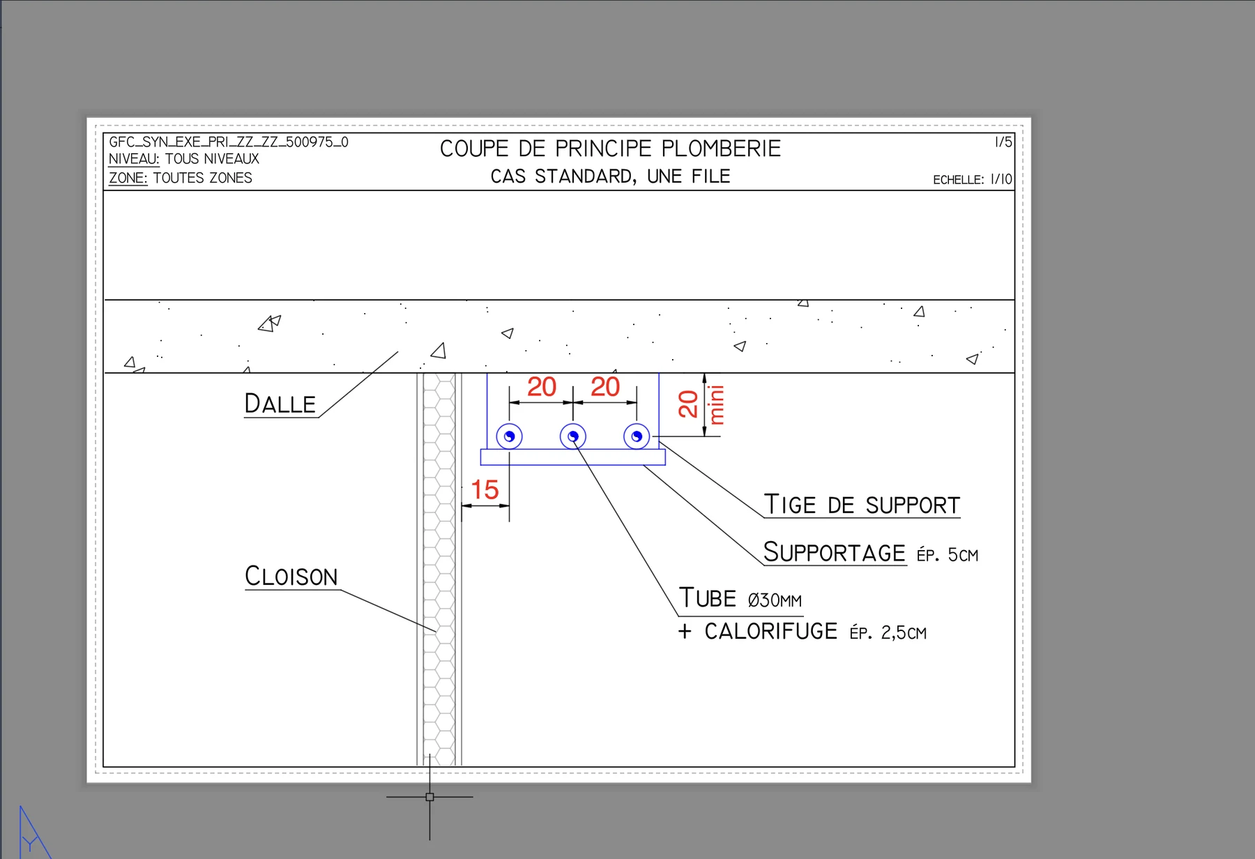 Coupes plomberie - Vue 1 - aperçu DAO DWG