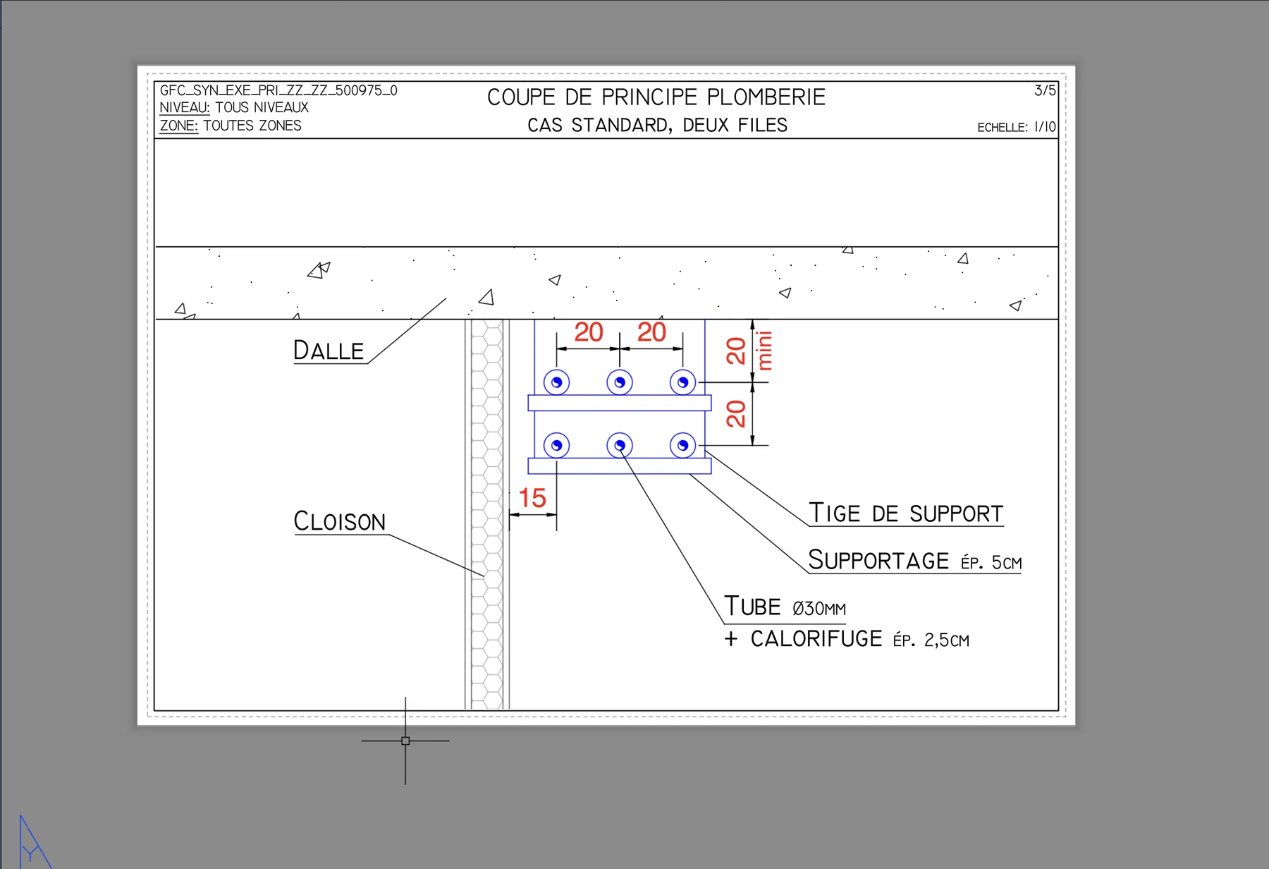 Coupes plomberie - Vue 2 - aperçu DAO DWG
