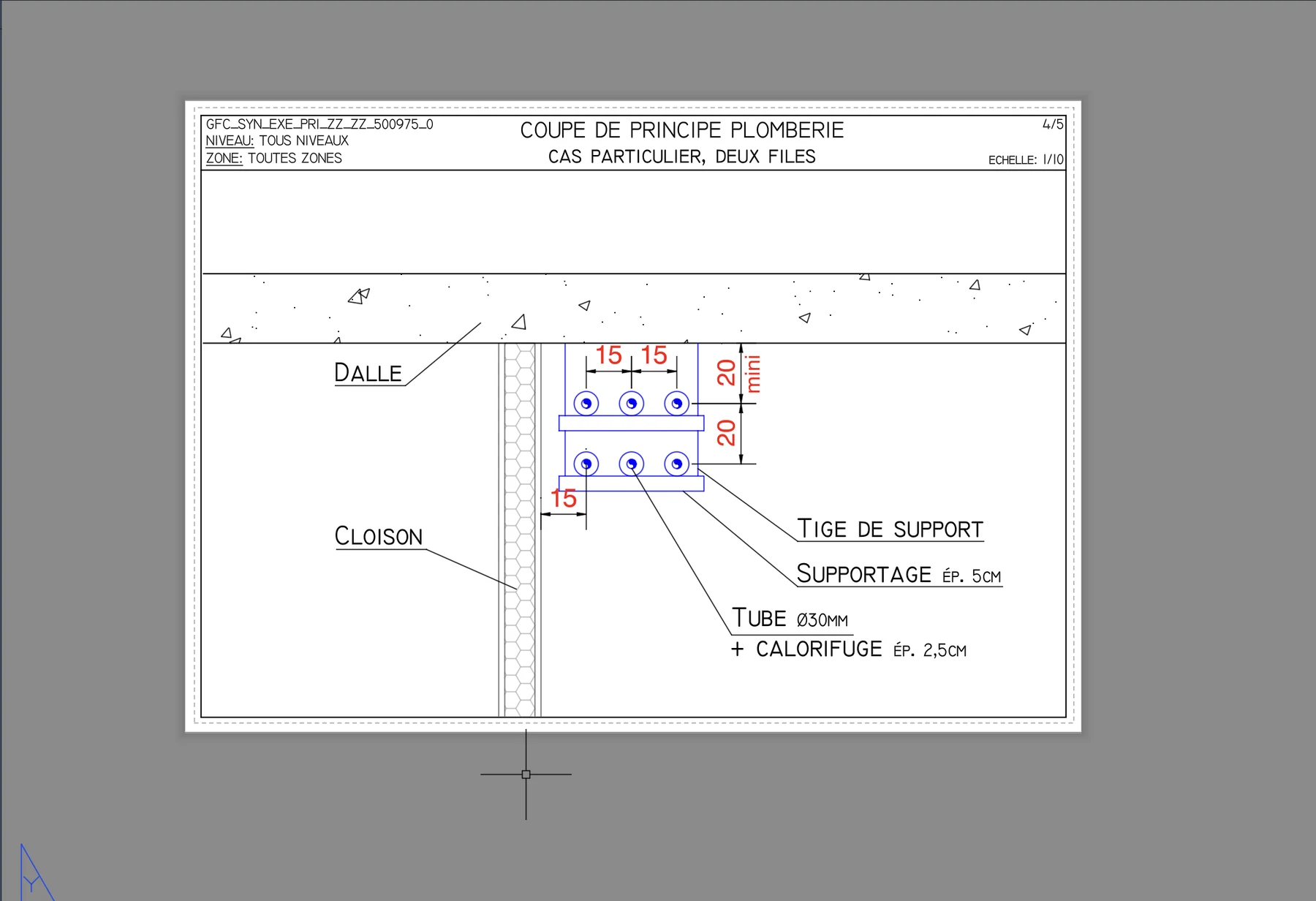 Coupes plomberie - Vue 3 - aperçu DAO DWG