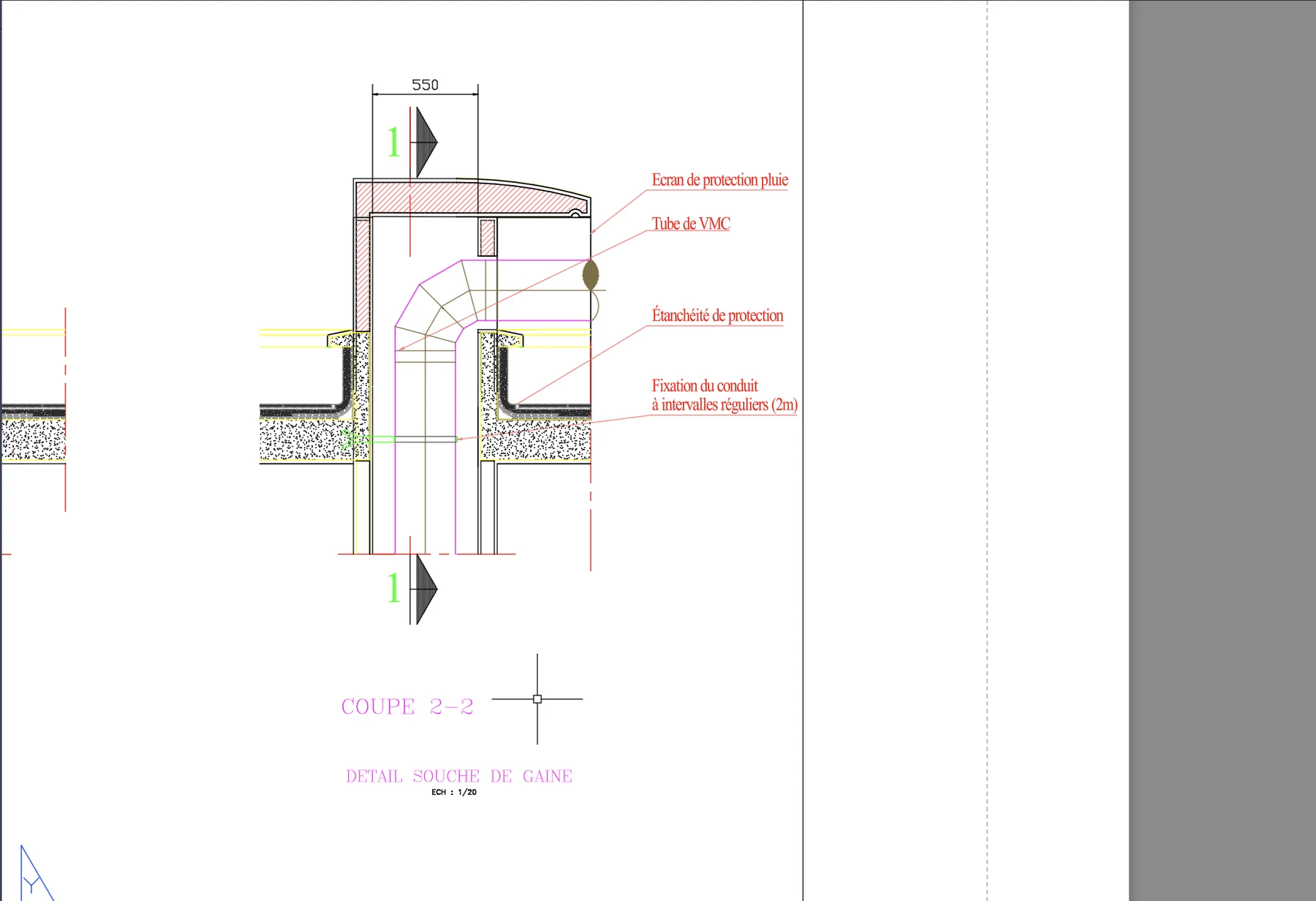 Souche de gaine VMC - Vue 2 - aperçu DAO DWG