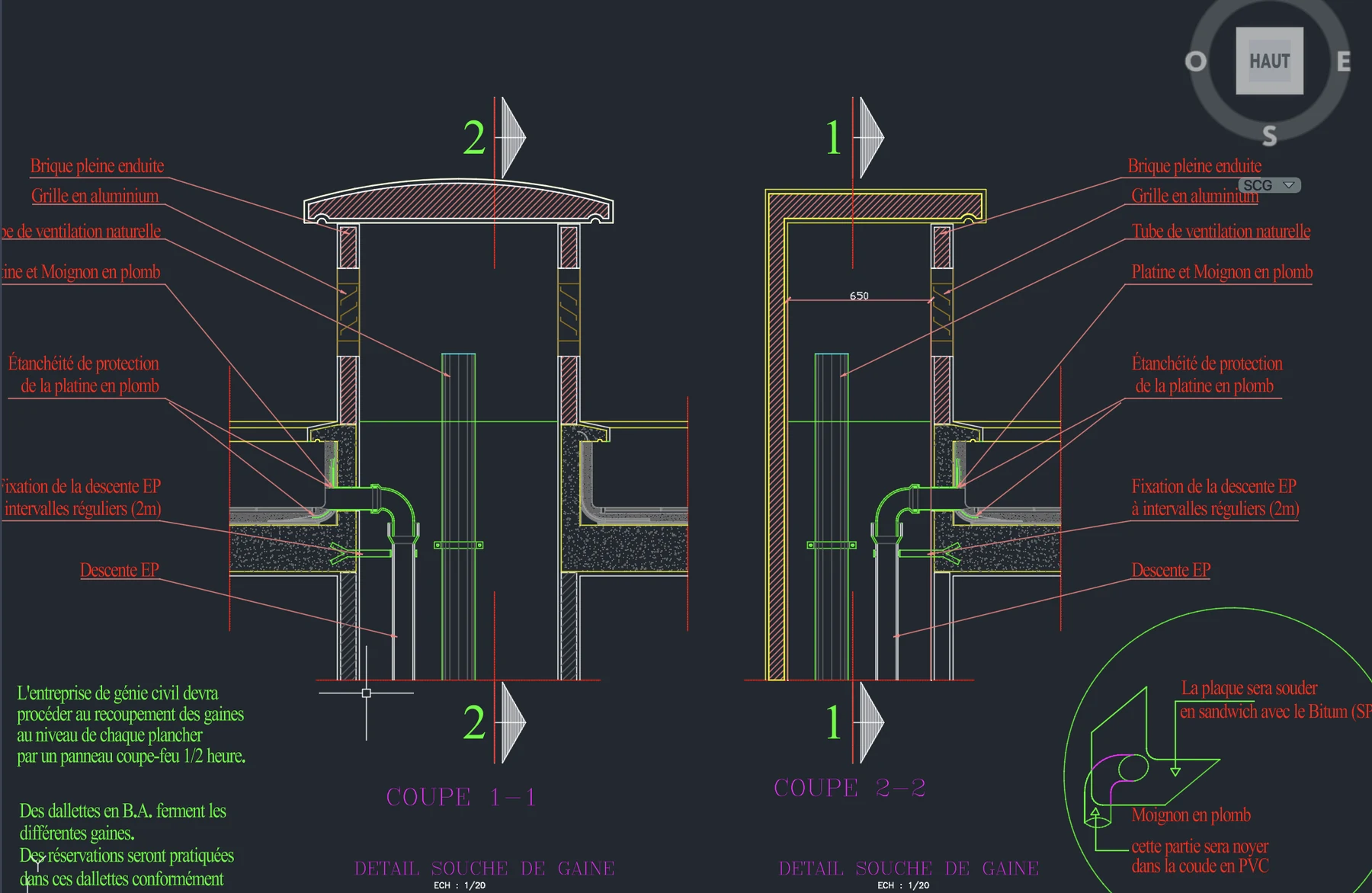 Souche de gaine - Vue 1 - aperçu DAO DWG