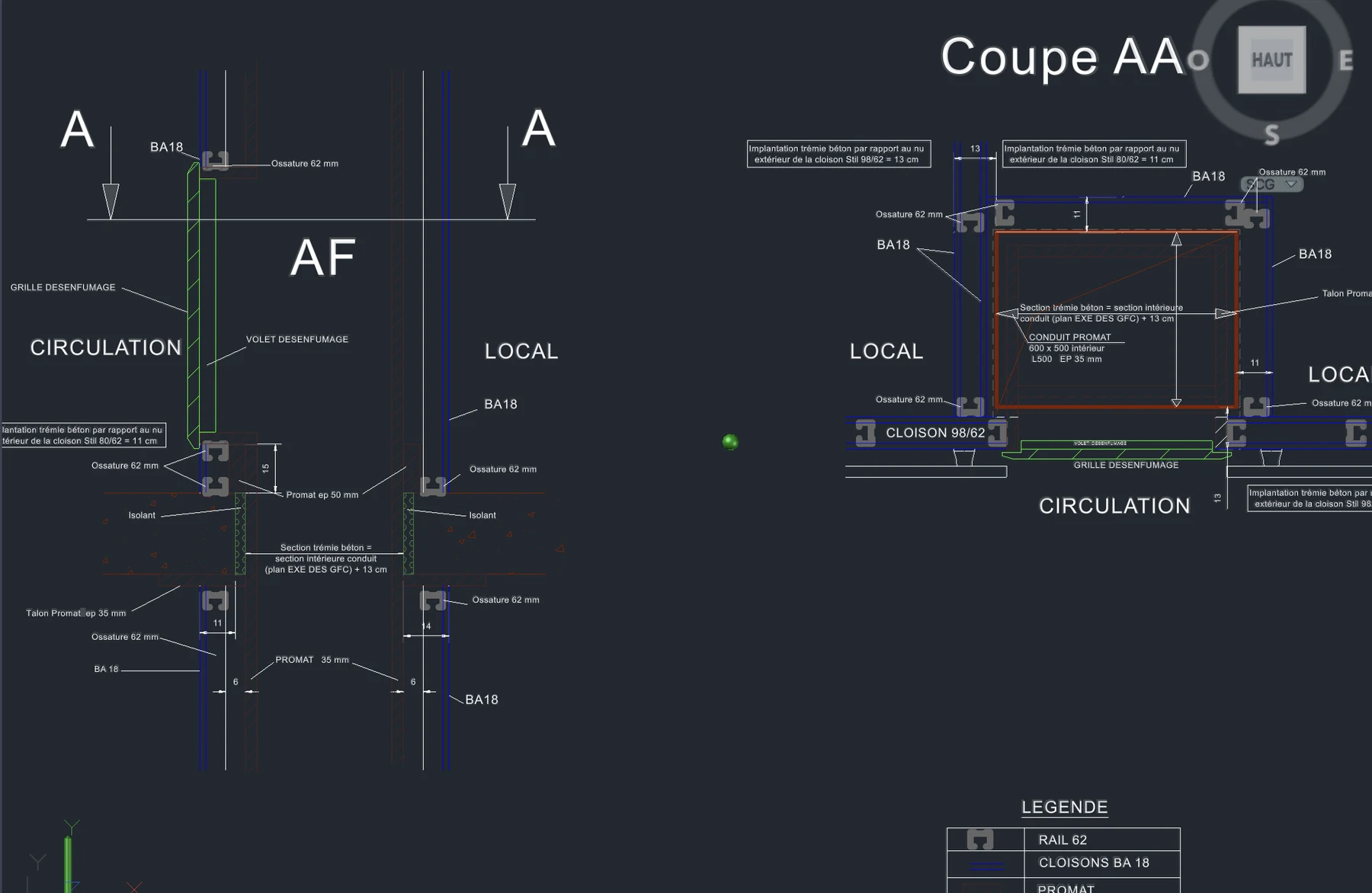 Trémie de désenfumage - Vue 3 - aperçu DAO DWG