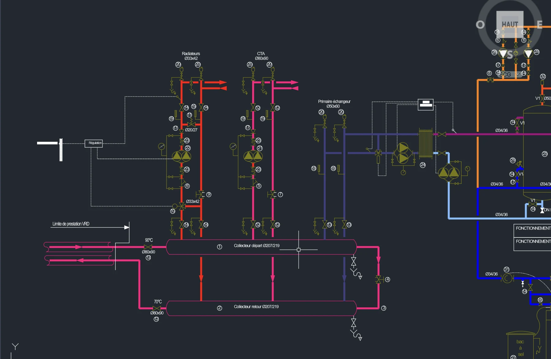 Schémas hydrauliques - Vue 2 - aperçu DAO DWG